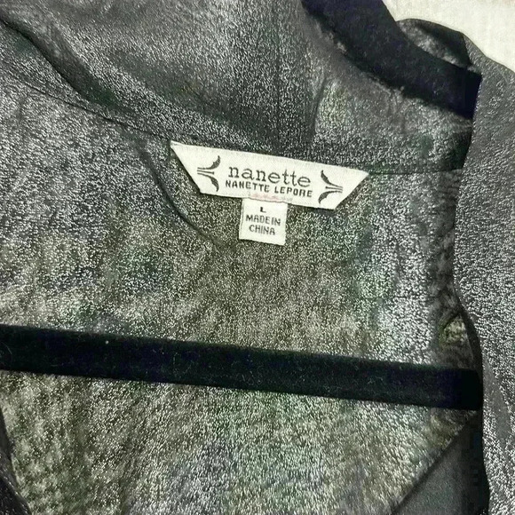 NWT Nanette Lapore pleated metallic shimmer high neck top item#9Z - Picture 7 of 11